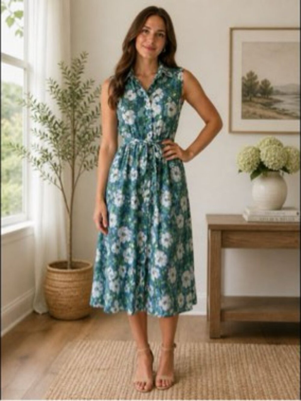 Croft and Barrow women’s floral maxi dress sleeveless button down  summer